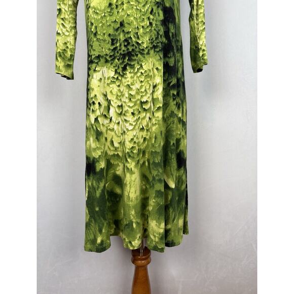 Samantha Sung Floral Midi Dress Size 8 Green Abstract Art to Wear Colorful - Picture 3 of 12